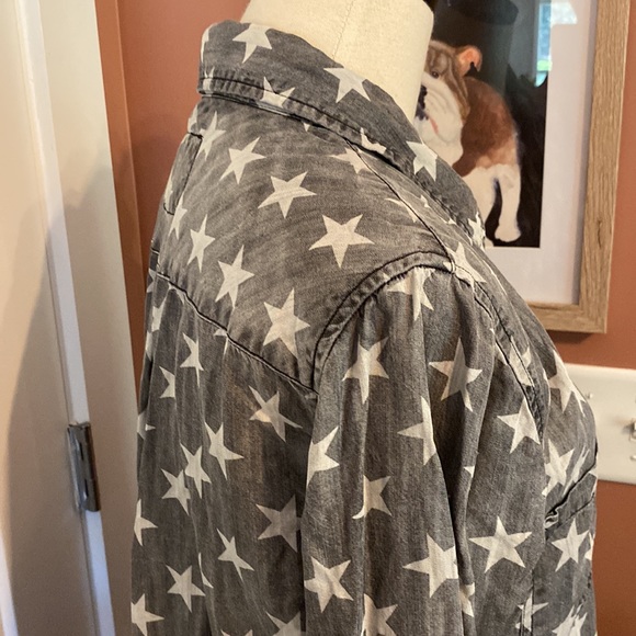 Rails women’s chambray stars gray wash & white button up M Lyocell collar shirt - Picture 8 of 13